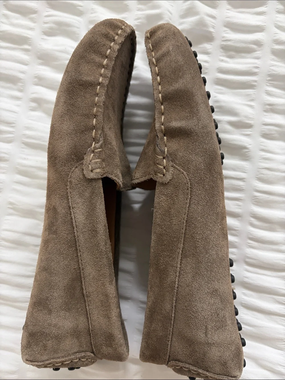 Quince Taupe Suede Driver Loafers - Slip-On Driving Shoes.